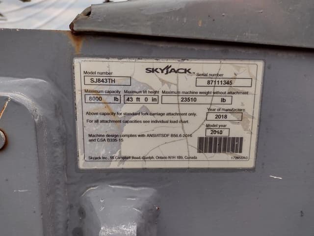 Image of Sky Jack SJ843TH equipment image 4