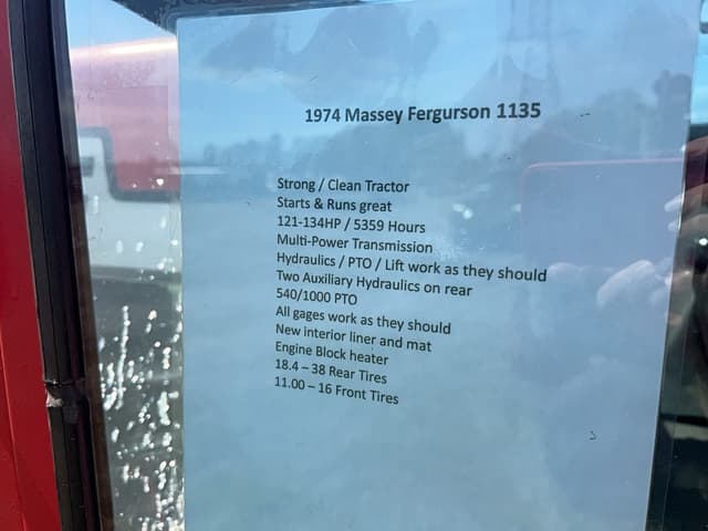 Image of Massey Ferguson 1135 equipment image 3