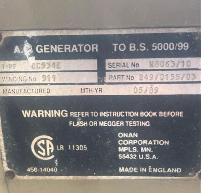 Image of Onan CC534E equipment image 4