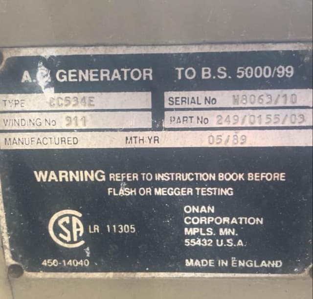 Image of Onan CC534E equipment image 4