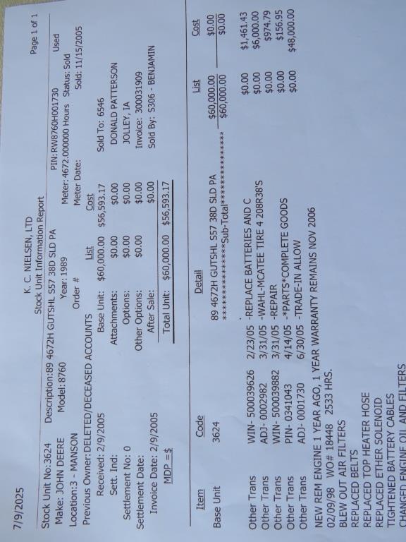 Image of John Deere 8760 equipment image 1