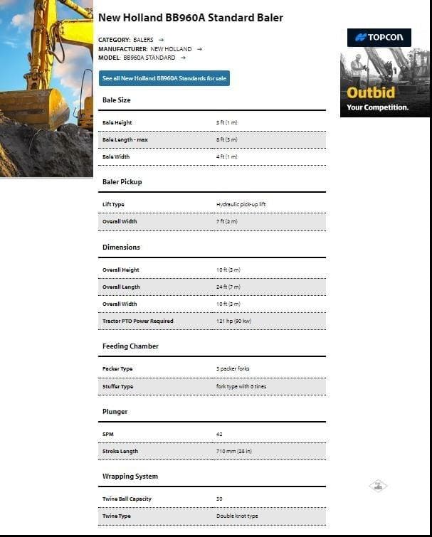 Image of New Holland BB960S equipment image 2