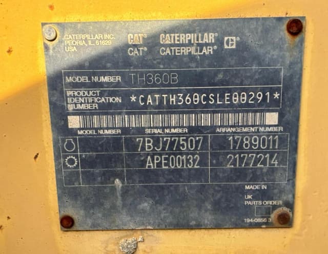 Image of Caterpillar TH360B equipment image 2
