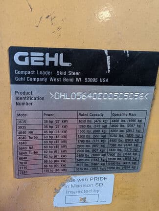 Image of Gehl 5640 equipment image 1