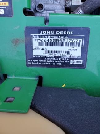 Image of John Deere Z425 equipment image 4