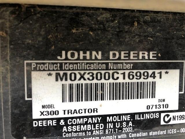 Image of John Deere X300 equipment image 3