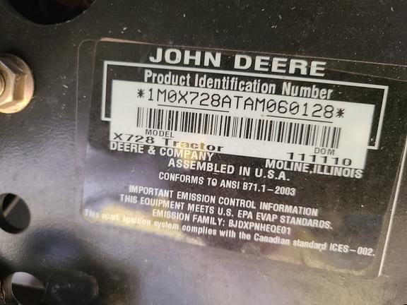 Image of John Deere X728 equipment image 4