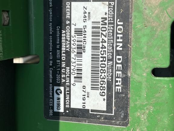 Image of John Deere Z445 equipment image 4