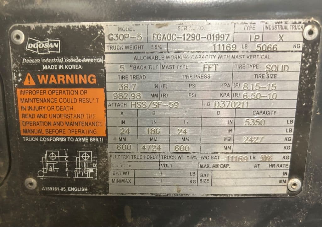 Image of Doosan G30P-5 Image 1