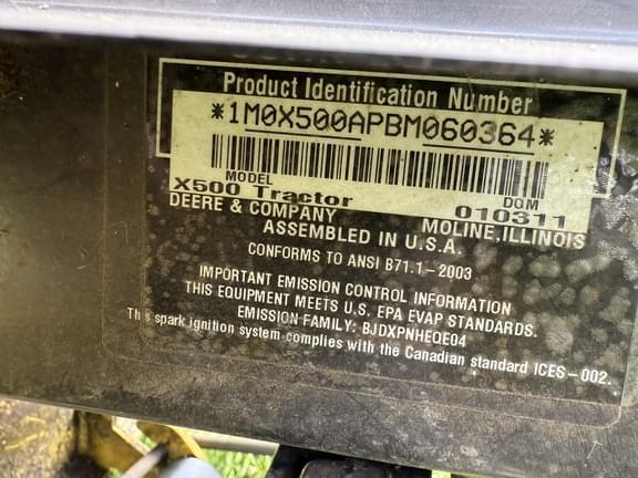 Image of John Deere X500 equipment image 4