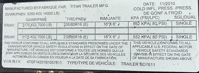 Image of Titan Trailer BD7611 equipment image 4