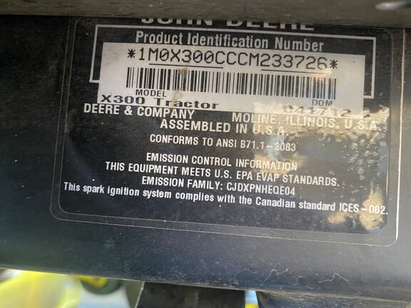Image of John Deere X300 equipment image 2