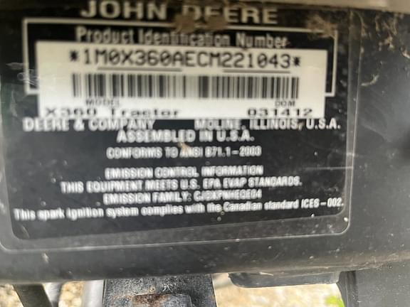 Image of John Deere X360 equipment image 4