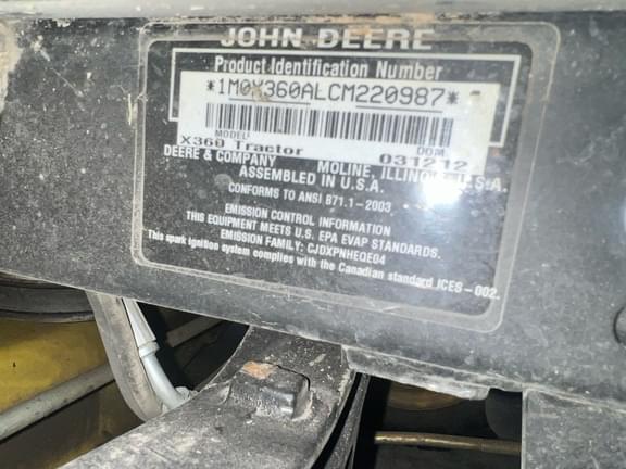 Image of John Deere X360 equipment image 4