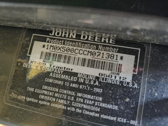 Image of John Deere X500 equipment image 2