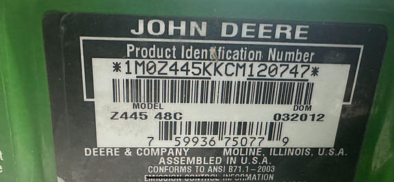 Image of John Deere Z445 equipment image 2