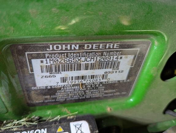 Image of John Deere Z665 equipment image 3