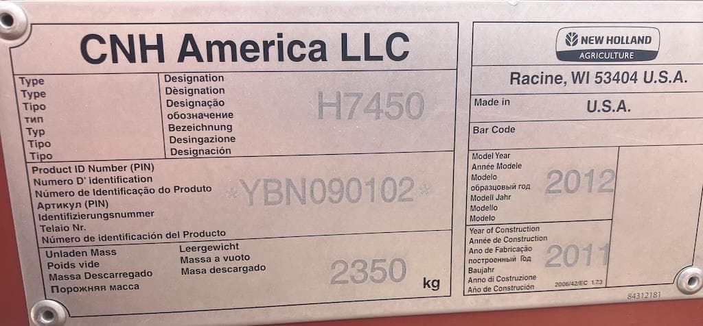 Image of New Holland H7450 Image 1