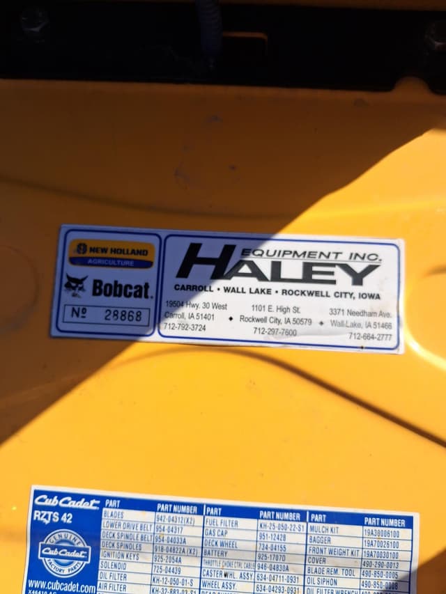 Image of Cub Cadet RZTS equipment image 3