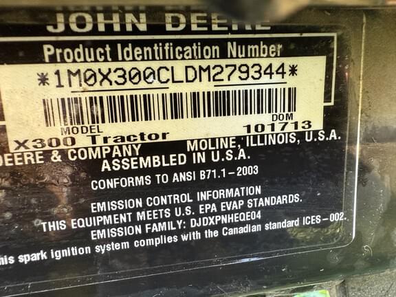 Image of John Deere X300 equipment image 1
