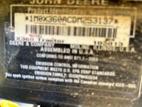 Image of John Deere X360 equipment image 4