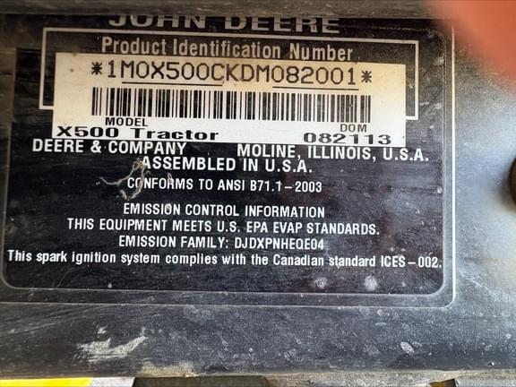 Image of John Deere X500 equipment image 4
