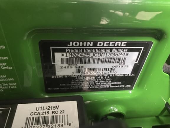 Image of John Deere Z425 equipment image 4