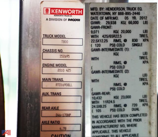 Image of Kenworth T800 equipment image 4