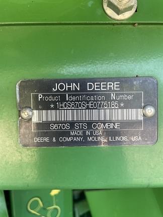Image of John Deere S670 equipment image 4