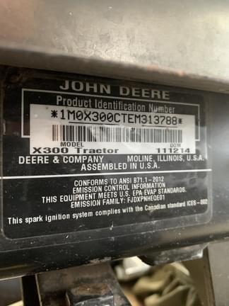 Image of John Deere X300 equipment image 3