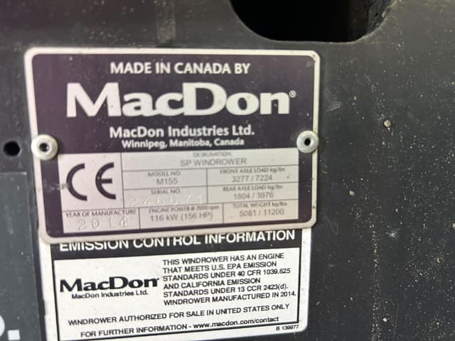 Image of MacDon M155 equipment image 4