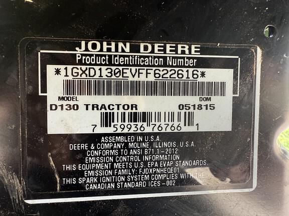 Image of John Deere D130 equipment image 3