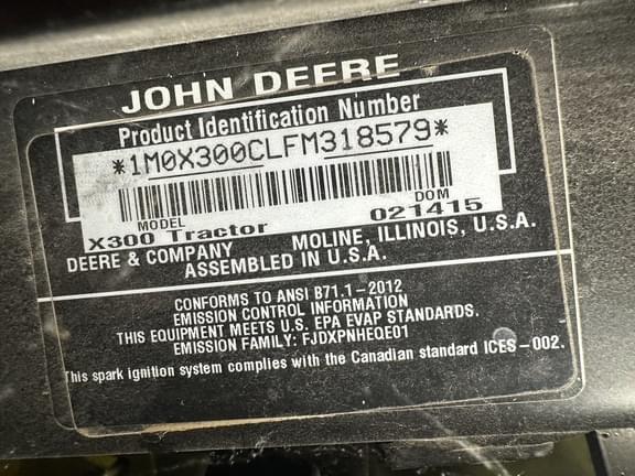 Image of John Deere X300 equipment image 3