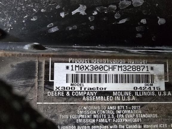 Image of John Deere X300 equipment image 2