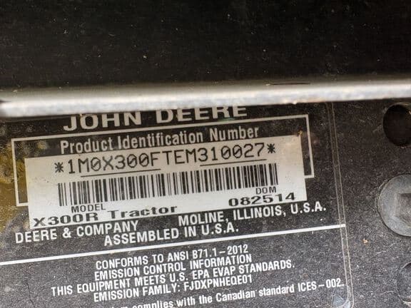 Image of John Deere X300R equipment image 4