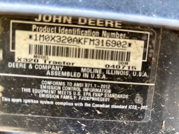 Image of John Deere X320 equipment image 3