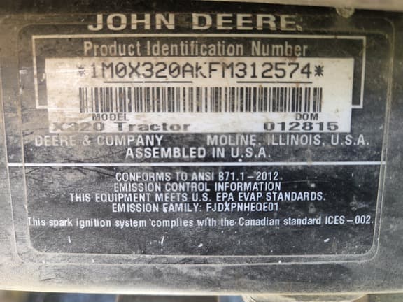 Image of John Deere X320 equipment image 4