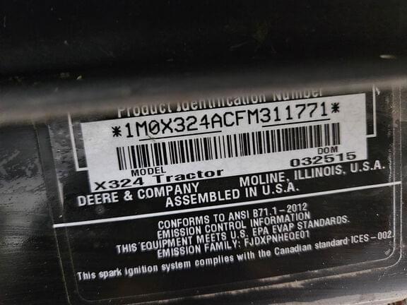 Image of John Deere X324 equipment image 2