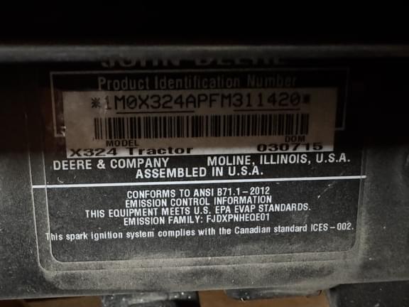 Image of John Deere X324 equipment image 3