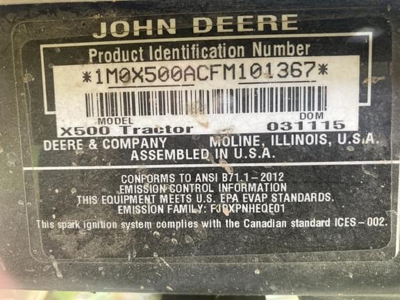 Image of John Deere X500 equipment image 2