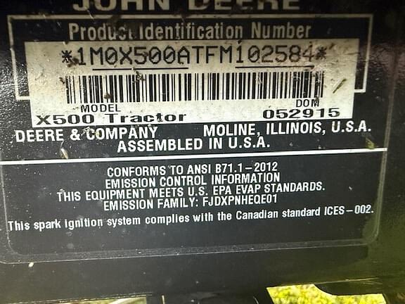 Image of John Deere X500 equipment image 4