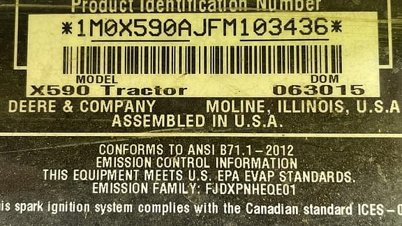 Image of John Deere X590 equipment image 3