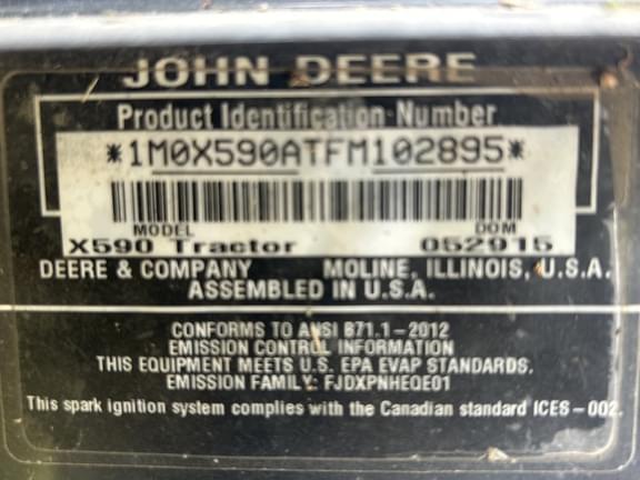 Image of John Deere X590 equipment image 3
