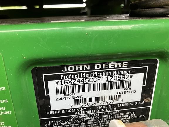 Image of John Deere Z445 equipment image 4