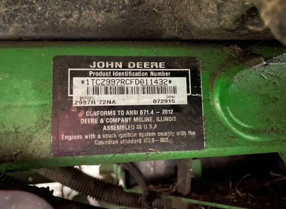 Image of John Deere Z997R equipment image 4