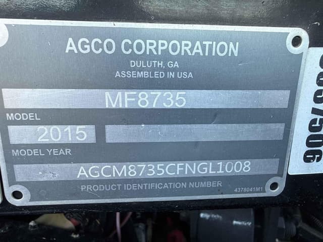 Image of Massey Ferguson 8735 equipment image 1