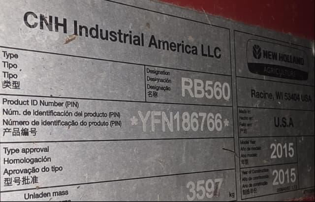 Image of New Holland RB560 equipment image 1