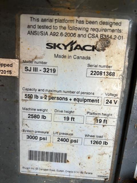 Image of Sky Jack SJIII3219 equipment image 4