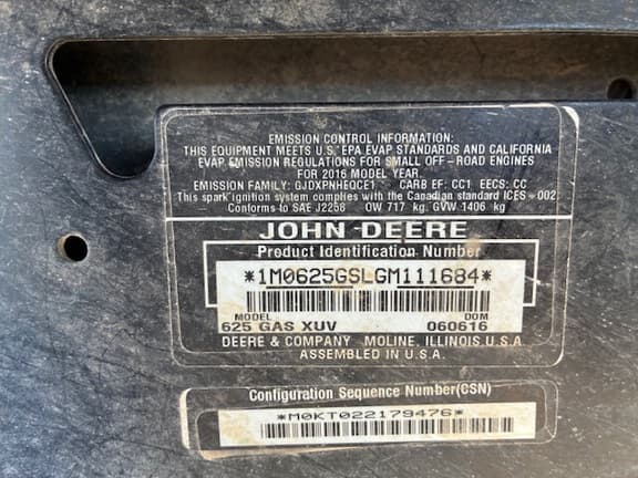 Image of John Deere XUV 625i equipment image 1