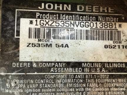 Image of John Deere Z535M equipment image 4